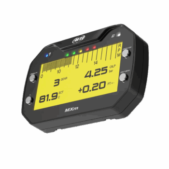 Digital racing dashboard display showing gear, RPM, oil pressure, and temperature readings for motorsport performance monitoring.