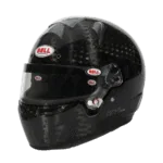 Bell racing helmet with carbon fibre finish, designed for motorsport safety and performance, ideal for professional and amateur racing enthusiasts.