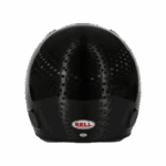 Carbon fibre racing helmet by Bell, designed for motorsport enthusiasts, offering high safety standards and aerodynamic performance for professional and amateur racers.