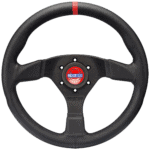 Sparco R383 Champion Steering Wheel for racing cars, featuring a black grip and red centre stripe, designed for high-performance motorsport applications.