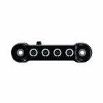 Professional racing helmet communication system with multiple audio connectors, designed for motorsport safety and communication.