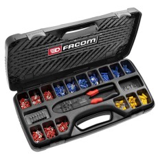 Set of racing dice in red, blue, and yellow, stored in a black plastic case, used for motorsport betting and game purposes at Grand Prix Racewear.