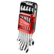 Set of high-quality Allen keys in a red and black holder, ideal for precision mechanical work and motorcycle maintenance.