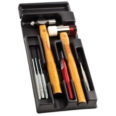 Set of precision screwdrivers and tools in a black case, ideal for racewear adjustments and maintenance.