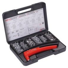 Set of precision screwdrivers with red handle and multiple interchangeable bits in a black plastic case, ideal for detailed mechanical work and repairs.
