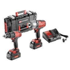 Cordless drill with battery and charger from Grand Prix Racewear, ideal for motorsport equipment and accessories, featuring a compact design and powerful performance.