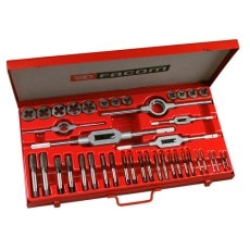 Set of precision socket wrenches and bits in a red toolbox, ideal for automotive and motorcycle repair, from Grand Prix Racewear.