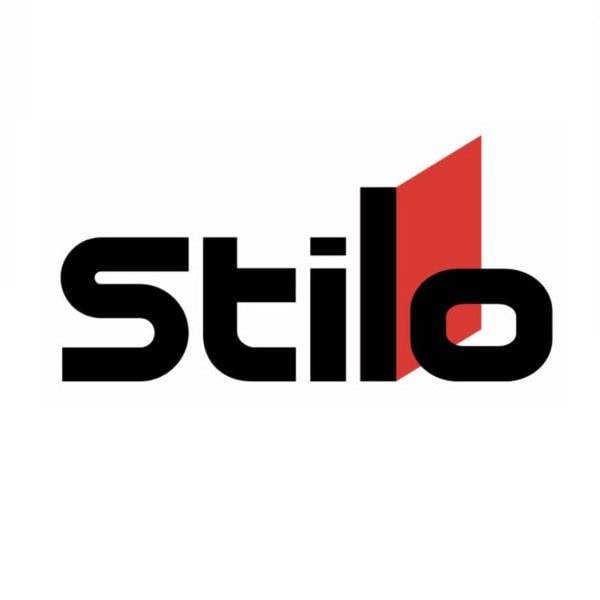 Stilo logo featuring bold black text with a red geometric shape, representing high-quality racing and safety gear for motorsport enthusiasts.