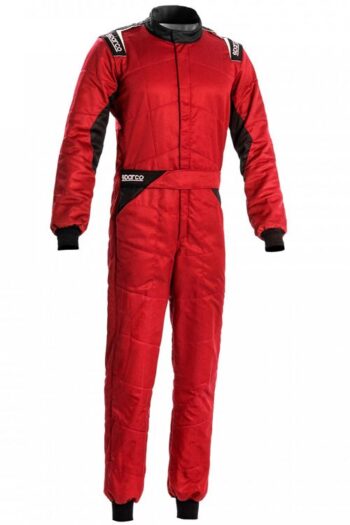 Sparco Sprint Race Suit in red and black, designed for motorsport safety and performance.
