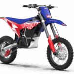 RFN Warrior SX-E8 Kids Electric Bike in blue and red with off-road tyres and modern design.