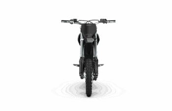 Front view of a black RFN Warrior SX-E5 Kids Electric Bike with knobby tyres and handlebar controls.