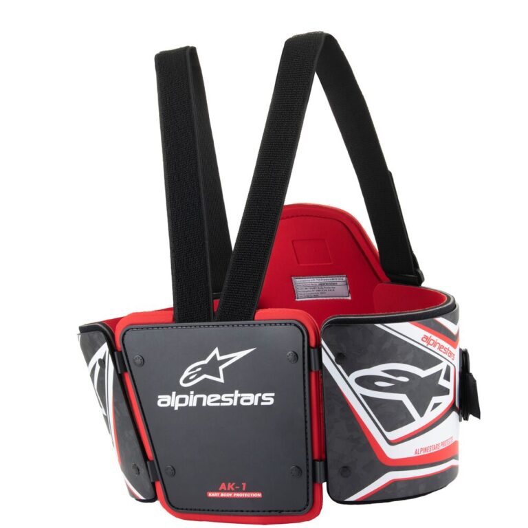 Alpinestars racing helmet bag in red and black with logo, designed for motorsport safety gear storage.