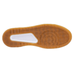 Close-up of a racing shoe sole with gum rubber grip and white traction pad, designed for motorsport safety and performance.