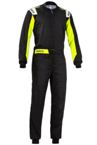 Sparco Rookie Kart Suit, Black / Fluro Yellow