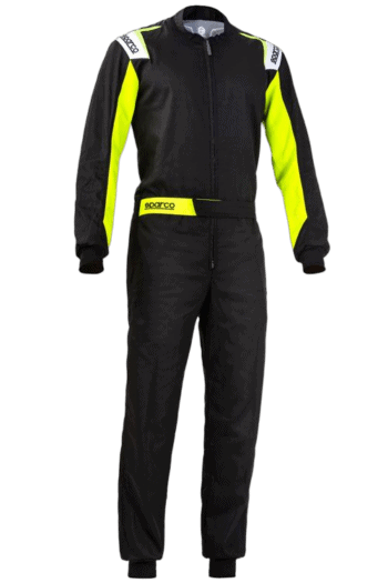 Sparco Rookie Kart Suit, Black / Fluro Yellow