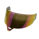 High-quality racing helmet visor with reflective, iridescent finish for Grand Prix racewear, offering protection and style for motorsport enthusiasts.
