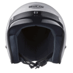 Sparco racing helmet with black and white design, suitable for motorsport safety and performance.