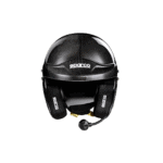 Carbon fibre racing helmet by Sparco, designed for motorsport safety and performance.