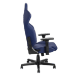 Blue ergonomic racing chair designed for comfort and support, ideal for gaming and office use, featuring adjustable armrests and high backrest.