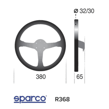 Steering wheel specifications for Grand Prix Racewear, including diameter, thickness, and mounting details, ideal for racing safety gear.
