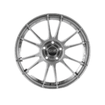 High-performance OZ Racing alloy wheel designed for racing cars, featuring a lightweight and durable construction with a sleek silver finish.