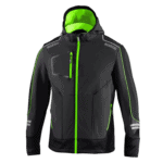02412GSVF Sparco Tech Soft Shell Hoodie Jacket Grey/Fluro Green