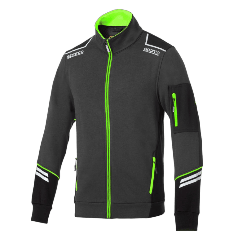 Sparco Tech Full Zip Jacket - Grey Fluro Green
