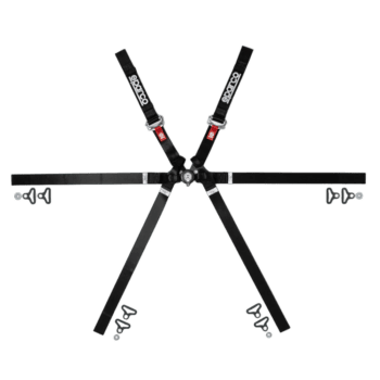 Sparco Formula H-9 ultralight 6-point racing harness with adjustable straps and quick-release buckles for motorsport safety.