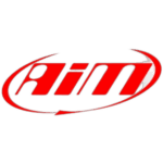 AiM logo in red with a swoosh design, representing the brand for motorsport and racing accessories.