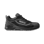 Black Sparco racing shoe designed for motorsport safety and performance, featuring durable materials and a comfortable fit.