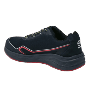 Black Grand Prix Racewear sneaker with red and white accents, designed for motorsport enthusiasts and racers.