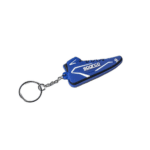 Blue Sparco racing shoe-shaped keychain with white accents on a black background.