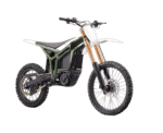 Electric mountain bike with full suspension, black tires, and modern design, ideal for off-road cycling and outdoor adventures.