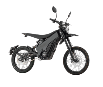 Grand Prix Racewear electric off-road motorcycle with rugged design and advanced suspension for off-road riding.