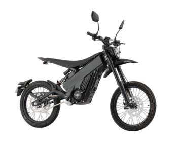 Grand Prix Racewear electric off-road motorcycle with rugged design and advanced suspension for off-road riding.