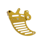 Yellow motorcycle brake pedal with multiple slots and mounting points, designed for racing bikes.