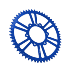 Blue motorcycle sprocket gear, high-quality racing part for Grand Prix racewear and motorcycle performance.