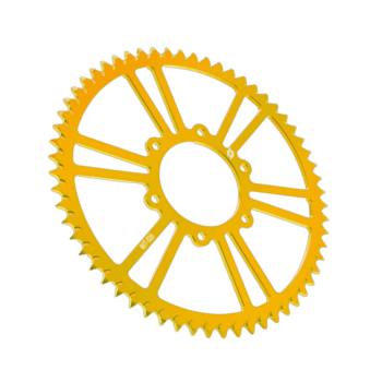 Yellow racing sprocket gear for motorsport, high-quality image from Grand Prix Racewear.