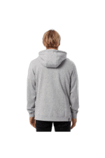Young man wearing a grey hoodie, back view, casual streetwear style, suitable for everyday wear and sports activities.