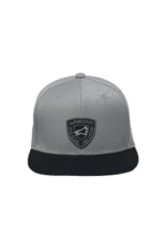 Grey and black Alpinestars racing cap with logo patch, ideal for motorsport enthusiasts.