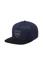 Navy blue Grand Prix Racewear cap with Alpinestars logo, adjustable strap, and flat brim, designed for motorsport enthusiasts.