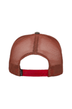 Back view of a red mesh racing cap with adjustable strap, ideal for motorsport enthusiasts and racewear fans.