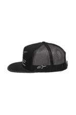 Black and grey Grand Prix Racewear cap with mesh back and logo details, ideal for motorsport enthusiasts.