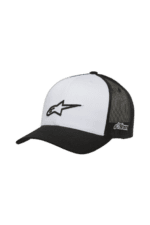 Alpinestars racing cap with black and white design, featuring the Alpinestars logo on the front.