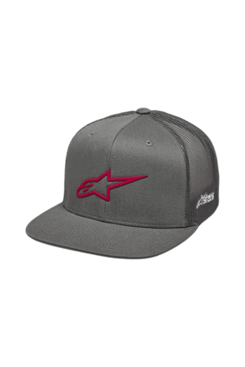Grey Grand Prix Racewear cap with pink and white logo, designed for motorsport enthusiasts and racers.