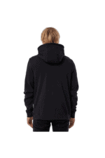 Back view of a person wearing a black Grand Prix Racewear hoodie, suitable for motorsport enthusiasts.