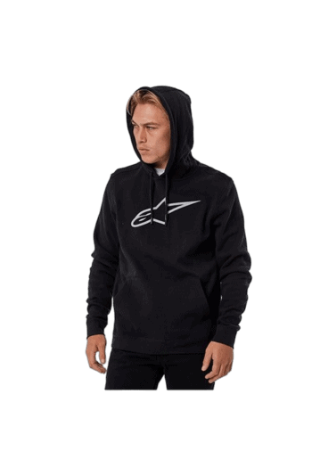 Men's black hoodie with Grand Prix Racewear logo, ideal for motorsport enthusiasts and racing events.