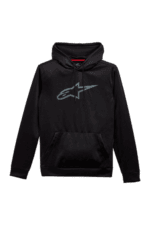 Black Grand Prix Racewear hoodie with Alpinestars logo, ideal for motorsport enthusiasts and racers.