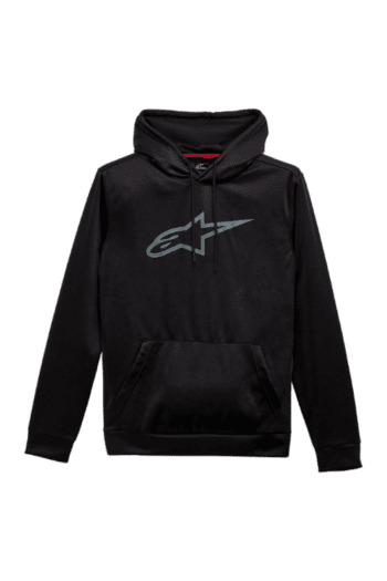 Black Grand Prix Racewear hoodie with Alpinestars logo, ideal for motorsport enthusiasts and racers.