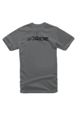 Grey Grand Prix Racewear T-shirt with 'RIDE' logo in black, designed for motorsport enthusiasts and racers.